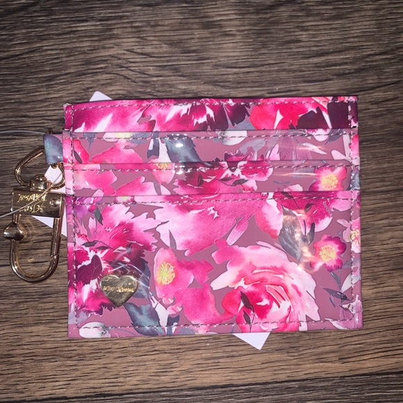 Betsey Johnson Blush Crossbody Bag With Bow and Floral Card Holder - Picture 5 of 8